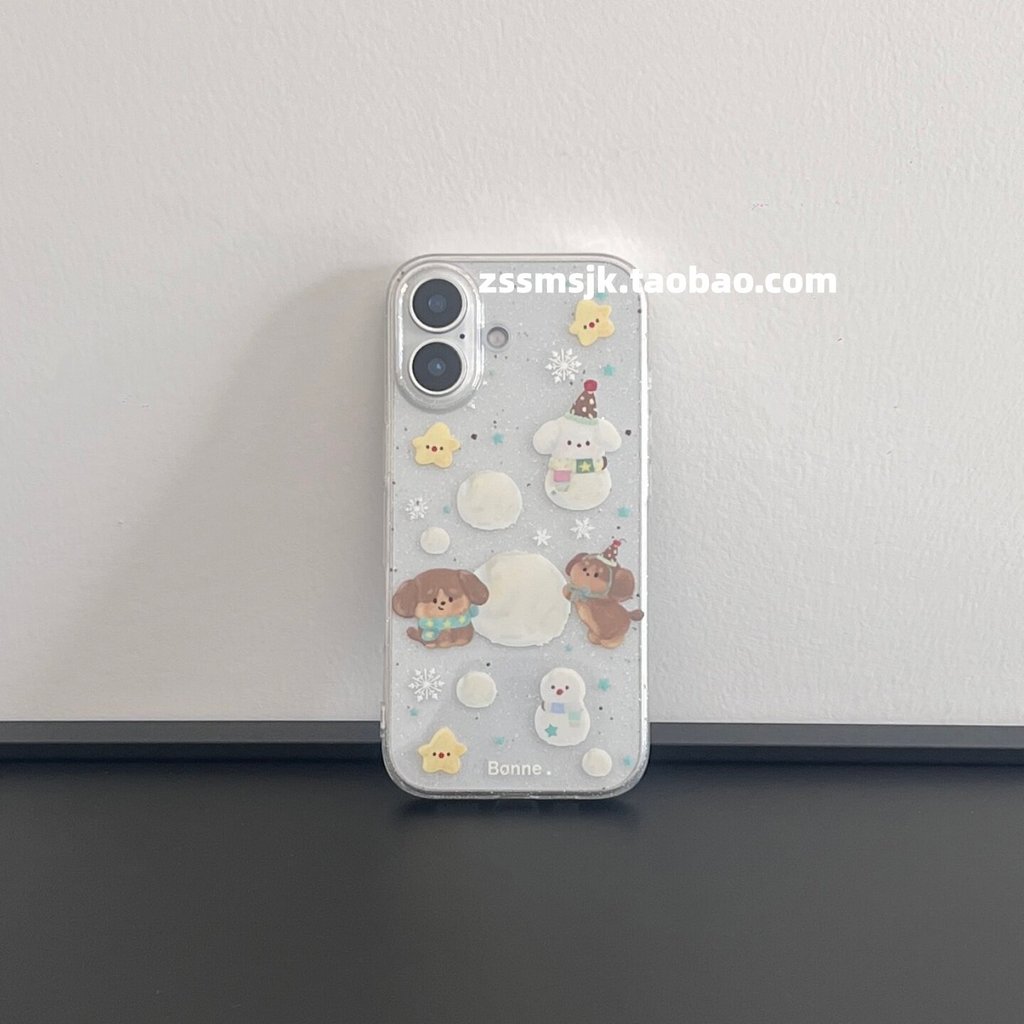 Ốp điện thoại này là gì?Phim hoạt hình dễ thương Puppy Snowman iPhone17 Vỏ điện thoại 16 Thích hợp c
