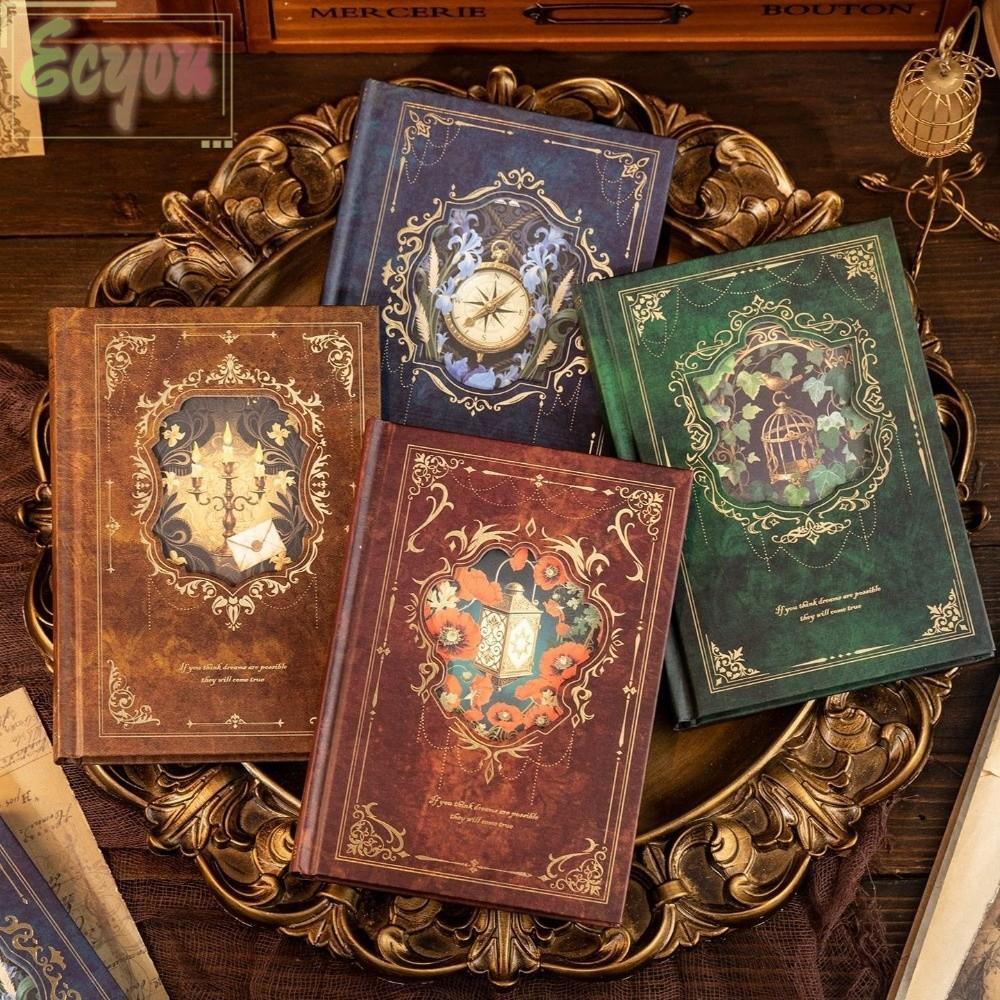 ECYOU A6 Sổ Tay Bìa Cứng, Century Hymn Series Thêu Sò Nhật Ký A6, Retro 192 Tờ DIY Tạp Chí Notebook 