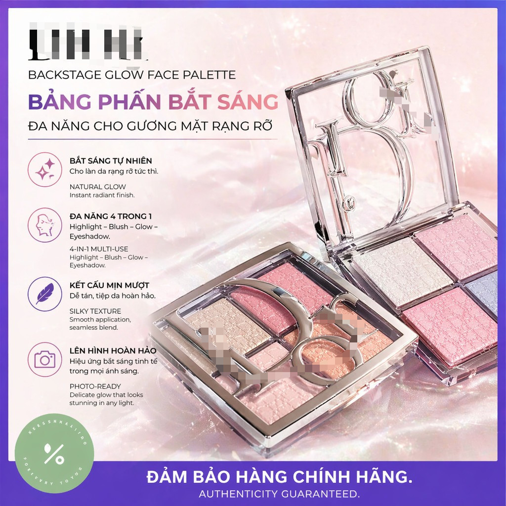Bảng Highlight 𝔻𝕚𝕠𝕣 𝗕𝗔𝗖𝗞𝗦𝗧𝗔𝗚𝗘 𝗚𝗟𝗢𝗪 𝗙𝗔𝗖𝗘 𝗣𝗔𝗟𝗘𝗧𝗧𝗘 4Ô Fullsize[Chính Hãng]