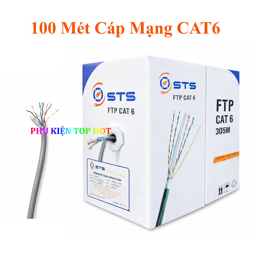 Cáp mạng Cat6 cuộn 100 mét, dây Lan cáp Lan Internet nối mạng