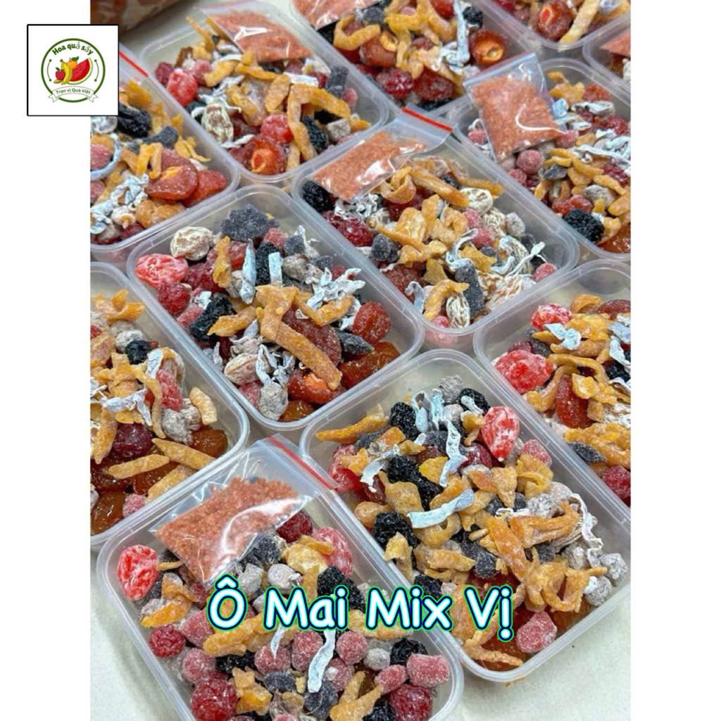 Ô mai mix vị, Ô mai xí muội mix nhiều vị  tặng kèm muối ô mai siêu ngon