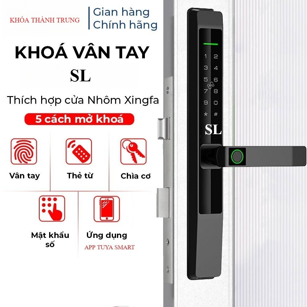 Khóa vân tay AKIA S6101 cho cửa nhôm Xingfa - Mở khóa vân tay, Mật khẩu, Thẻ từ, Ứng dụng TTLock, BH