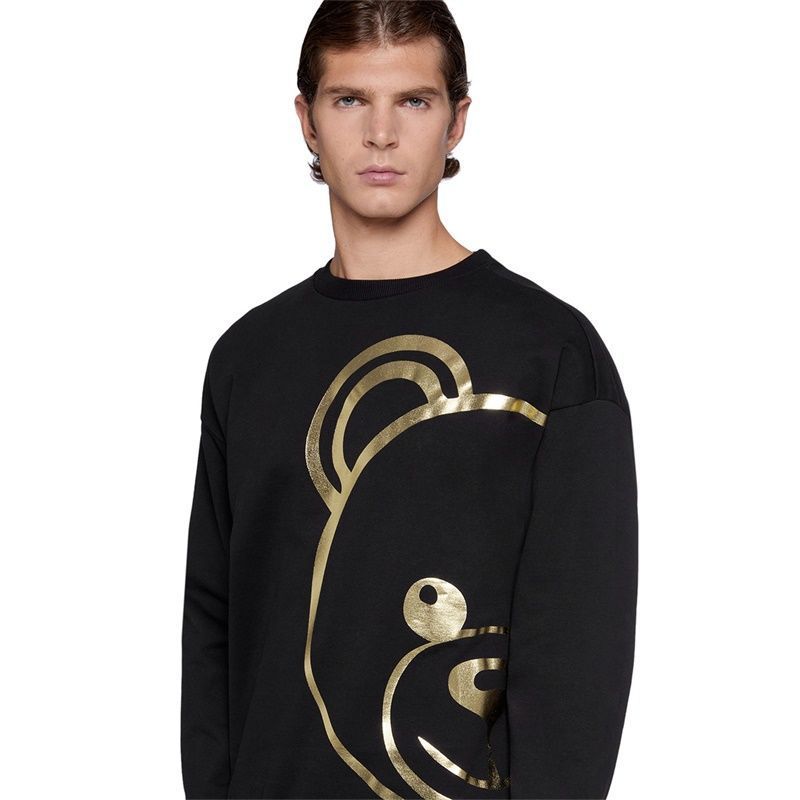 Áo nỉ cổ tròn in hình gấu nửa mặt Moschino Unisex