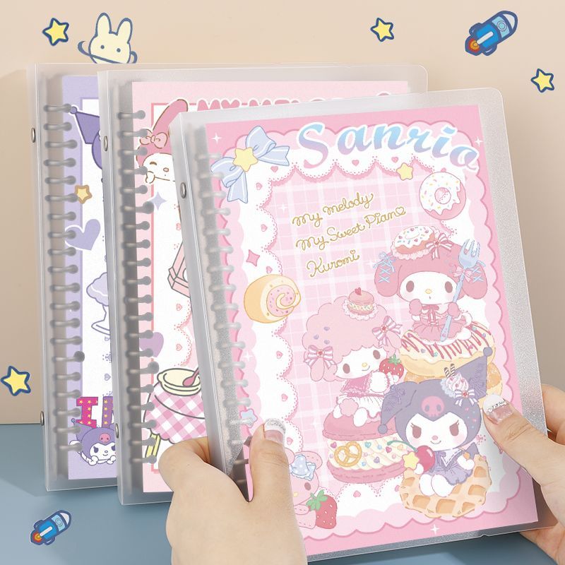 2025 Sản phẩm mới Sanrio Kuromi Cinnamon Dog Loose-leaf Notebook dành cho sinh viên Sổ tay có thể th