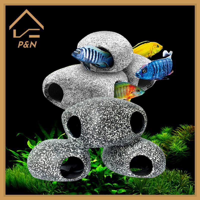 [P & N} Cichlid Stone Aquarium Rock Breeding Cave Hideaway Fish Tank Trang trí [VN]