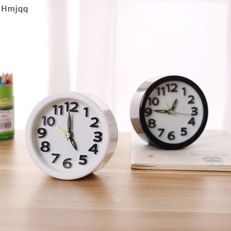 Hmjqq Square Round Alarm Clock Small Silent Table Alarm Clock Wake Up Clock Battery Powered Portable