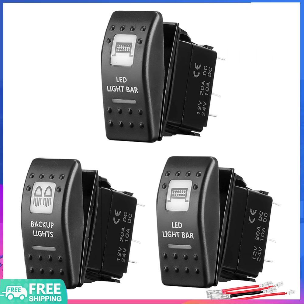 Chiếu sáng♨ Đèn LED Thanh Rocker Bật Tắt 5 PIN Đèn Nền LED Thanh Nút Chống Nước Xe Công Tắc Kép Đèn 