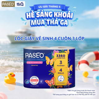 Giấy vệ sinh paseo mềm mịn cao cấp 4 cuộn/lốc tan nhanh không gây tắc nghẽn 3 lớp