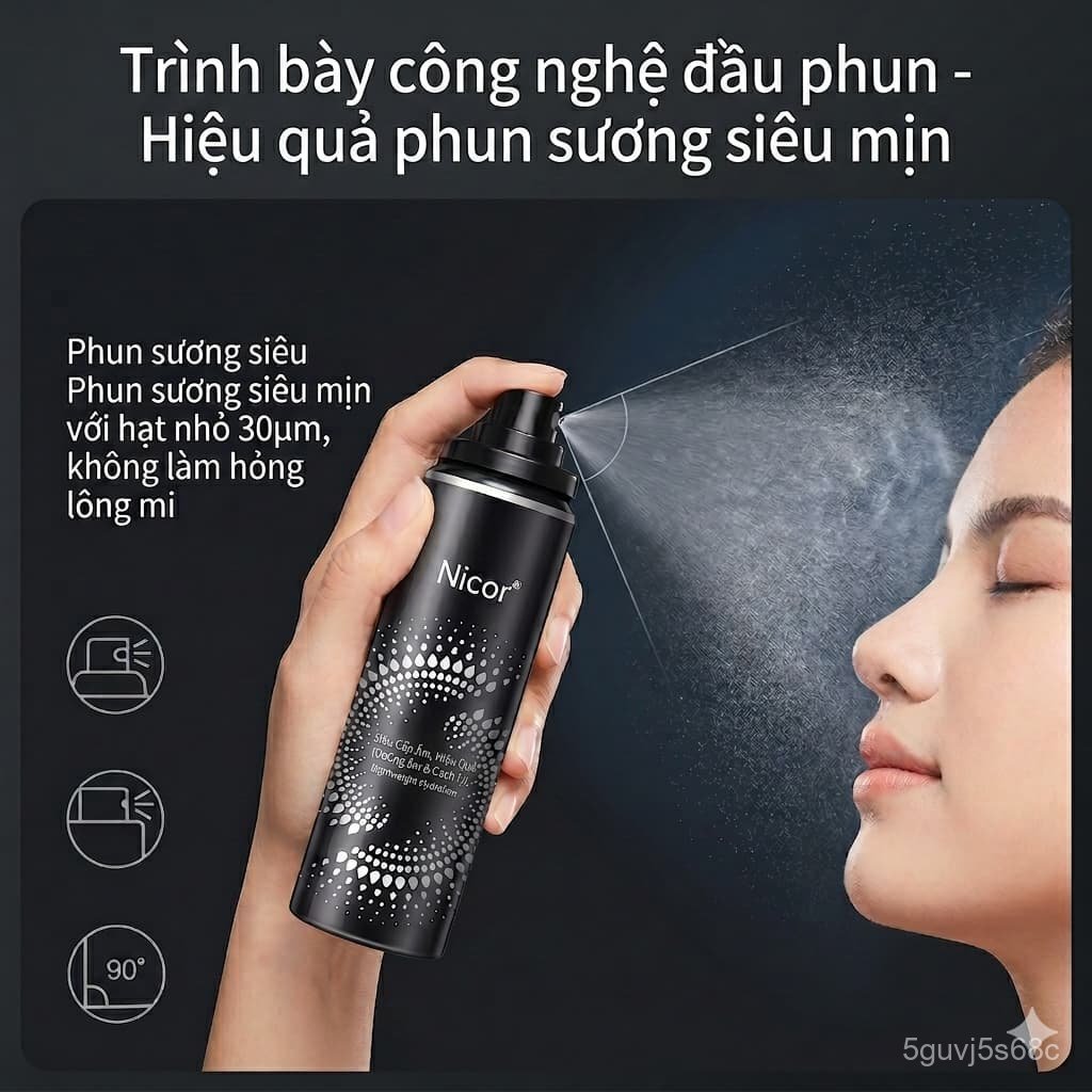 Nicor Xịt khóa nền Nicor, phun siêu mịn, dưỡng ẩm tức thì, kiềm dầu, giữ trang điểm bền lâu,ROS