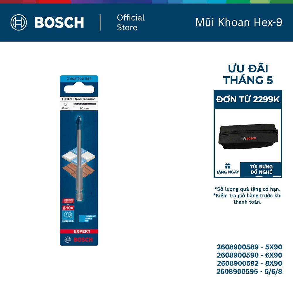Mũi khoan Bosch Hex-9 dùng cho gạch cứng