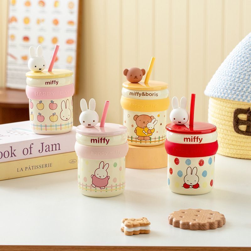 Cốc gốm Miffy / Miffy Rabbit có nắp Cốc nước dễ thương Cốc sữa / lijp
