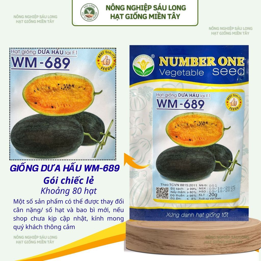 [Chiếc lẻ 50 hạt] Hạt Giống Dưa Hấu Lai F1 WM-689 NUMBER ONE
