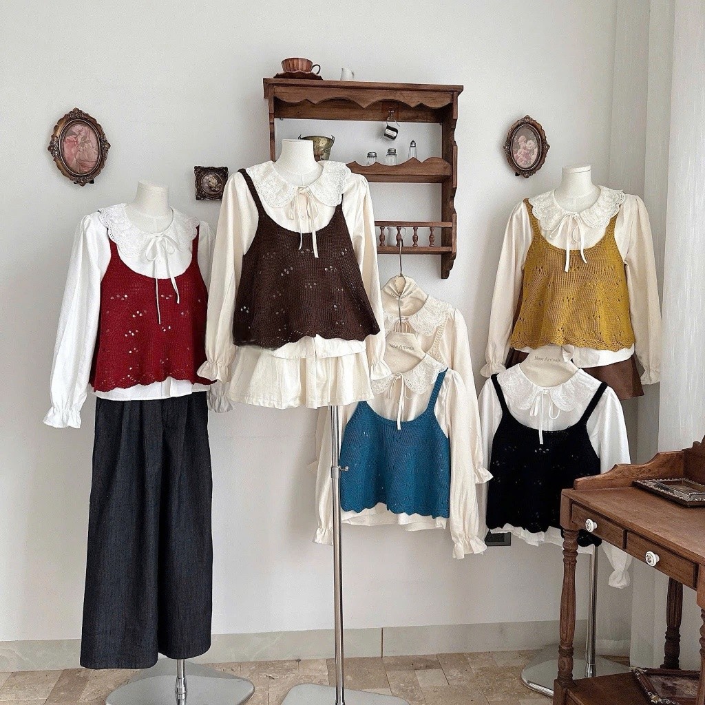 Set Áo Kiểu Nữ FMSTYLE – Tay Dài Cổ Bèo Kết Hợp Áo Ghi Lê Len Thời TrangHàn Quốc Xinh Xắn 25111870