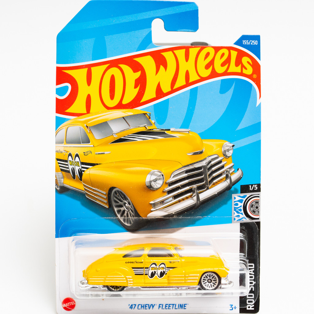 Không. 155 '47 CHEVY FLEETLINE Chevrolet Yellow Hot Wheels ROD SQU