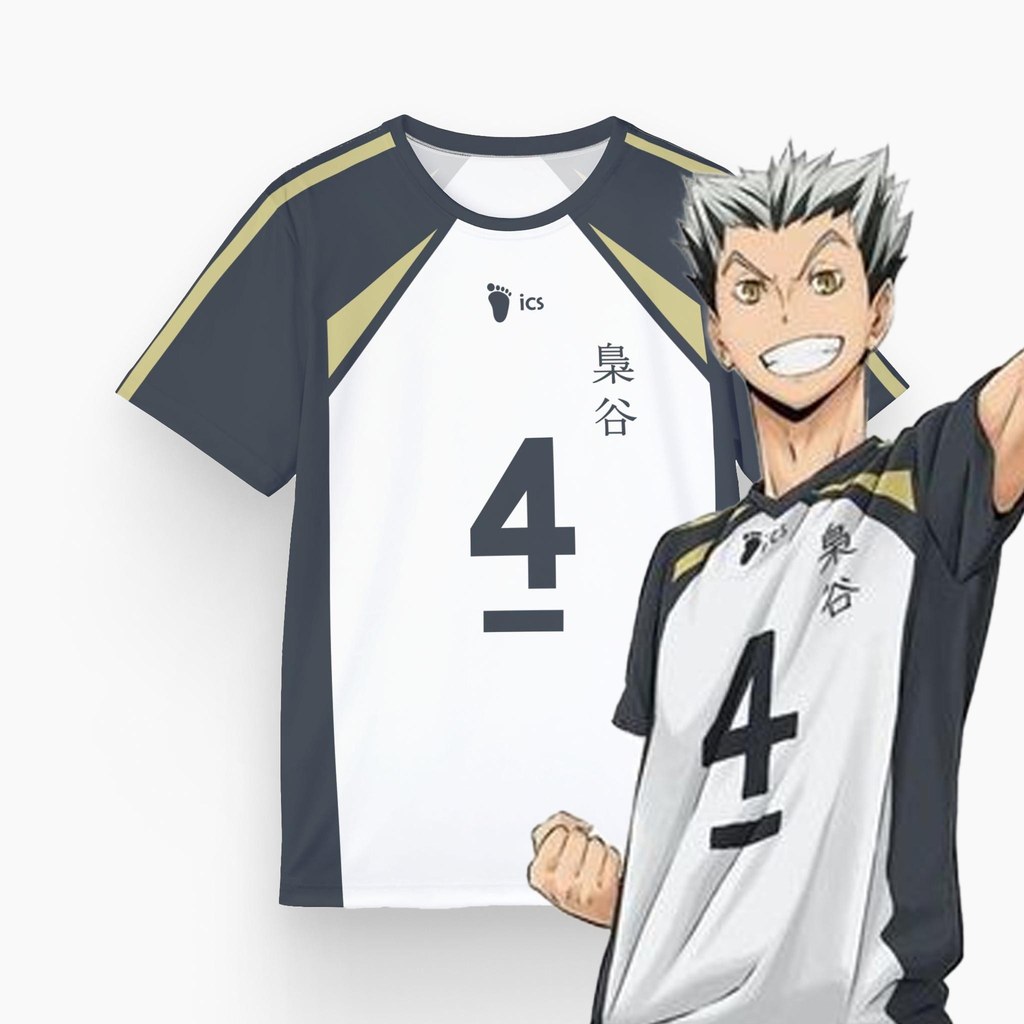 Áo thể thao Haikyuu Fukurodani, Áo thun bóng chuyền Anime, Đồng phục Kotaro Bokuto Unisex, Áo thun C