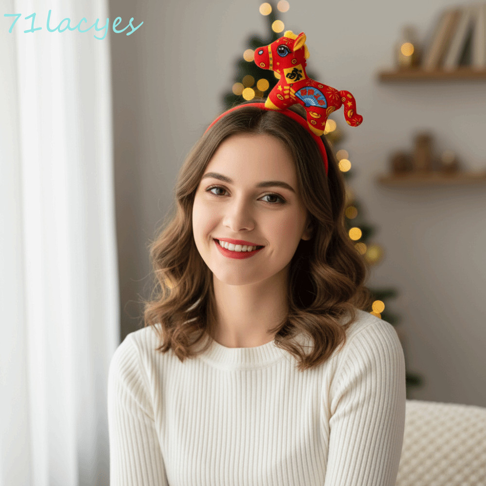 LACYES Vòng Tóc Ngựa, Phim Hoạt Hình Linh Vật Đầu Năm Mới, Ngựa Ngọt Ngào May Mắn Đỏ Sang Trọng Ngựa