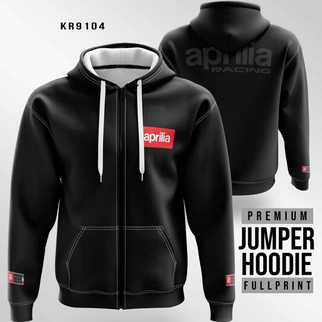 Áo khoác có mũ trùm đầu có dây kéo Aprilia