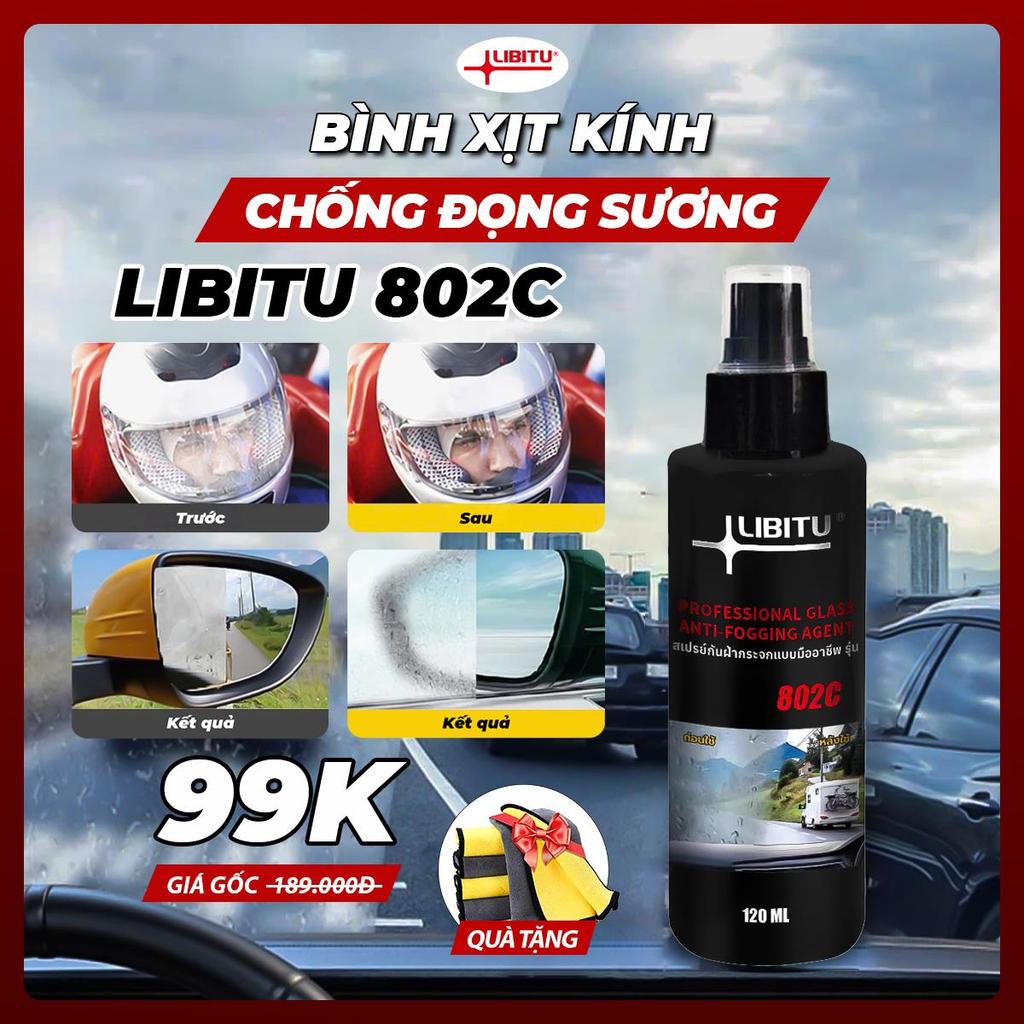 Xịt Chống Đọng Sương LIBITU - Ngăn Mờ Hơi Hiệu Quả Trên Mọi Bề Mặt Kính Ô Tô, Xe Máy | Tặng Khăn