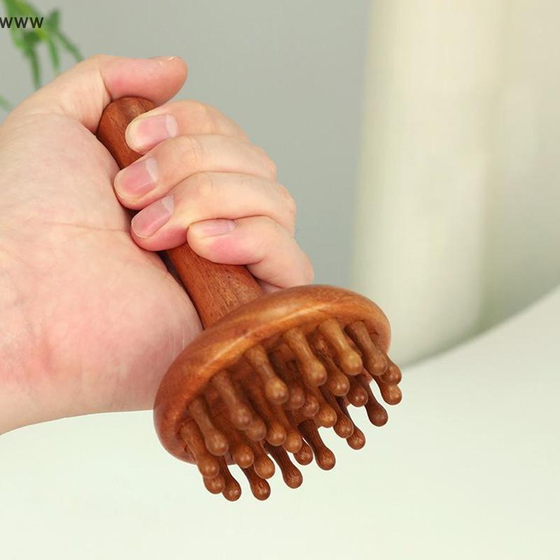 [auz] Portable Sandalwood Gua Sha Massage Brush Head Neck Abdominal Leg Body Meridian Massager Woode