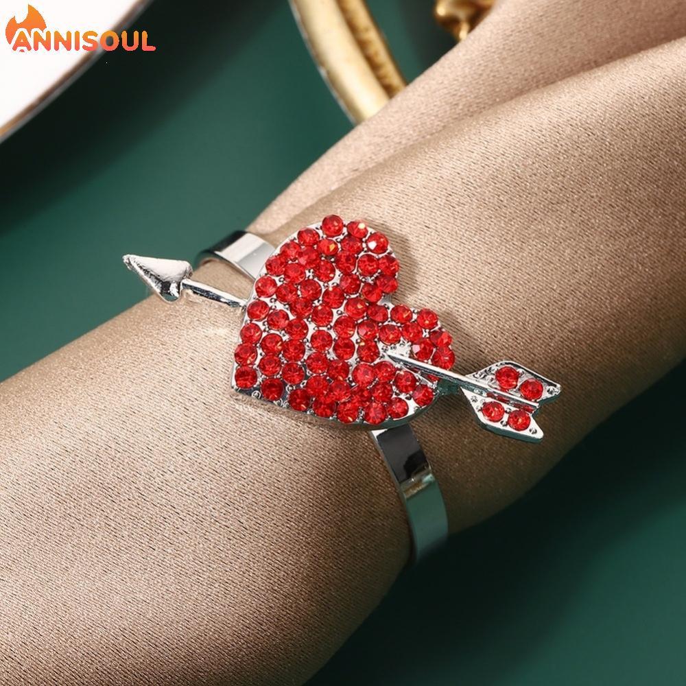 [NISO]Valentines Day Heart Napkin Rings Gold Silver Arrow Love Metal Table Setting