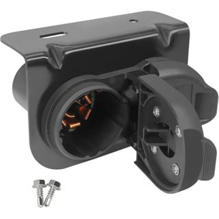 Đầu nối xe kéo 7 và 4 chân cao cấp, Ổ cắm xe kéo tròn 7 lưỡi và Bộ chuyển đổi phẳng 4 chiều có giá đỡ, phích cắm xe tải để kéo xe bán tải SUV RV Camper Hitch Dây nịt thay thế