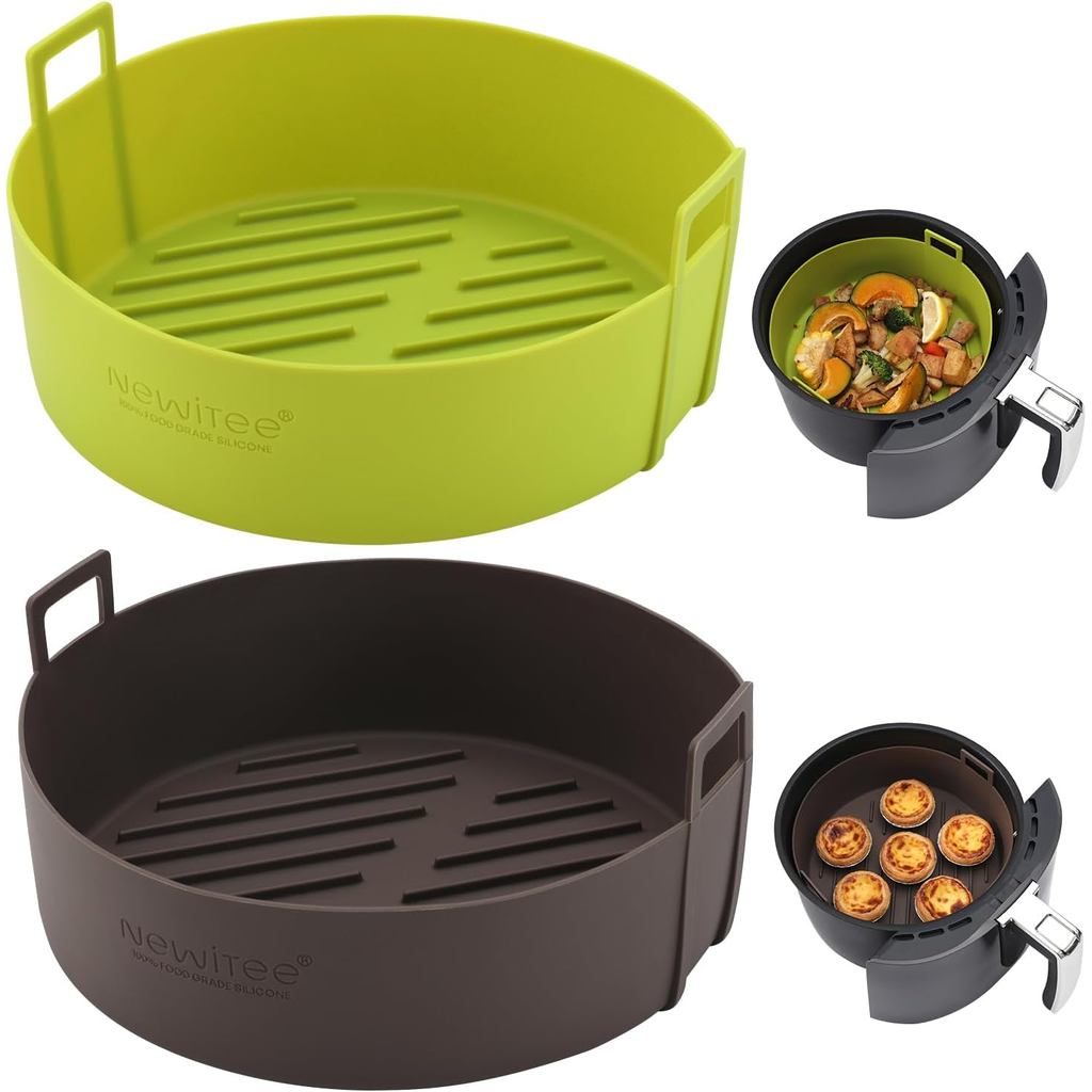 Air Fryer Silicone Liners 4QT Cho Ninja AF101, 2 Gói BPA Free Platinum Air Fryer Giỏ Lót Có Tay Cầm,