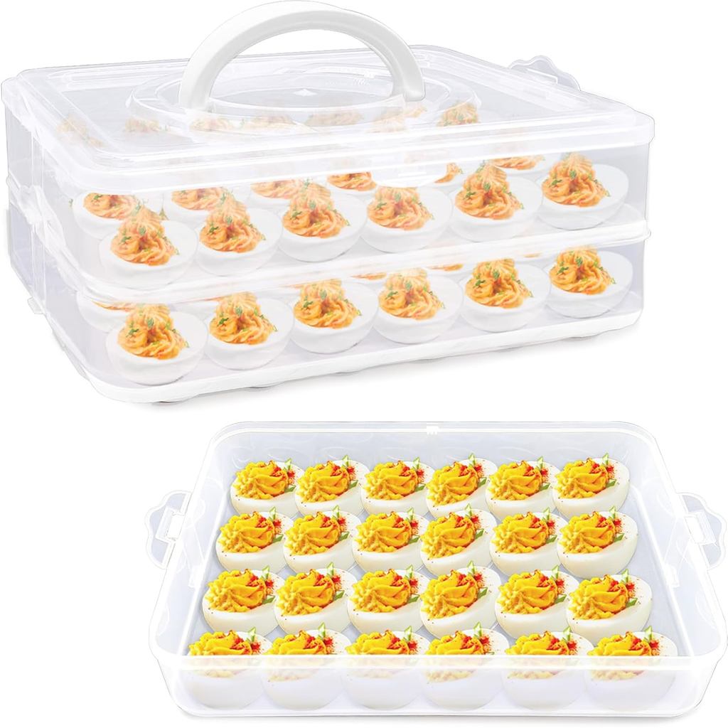 Hộp đựng trứng quỷ 2 lớp có nắp, Hộp đựng trứng quỷ 48 khe có tay cầm, Khay đựng trứng bằng nhựa, Đĩ