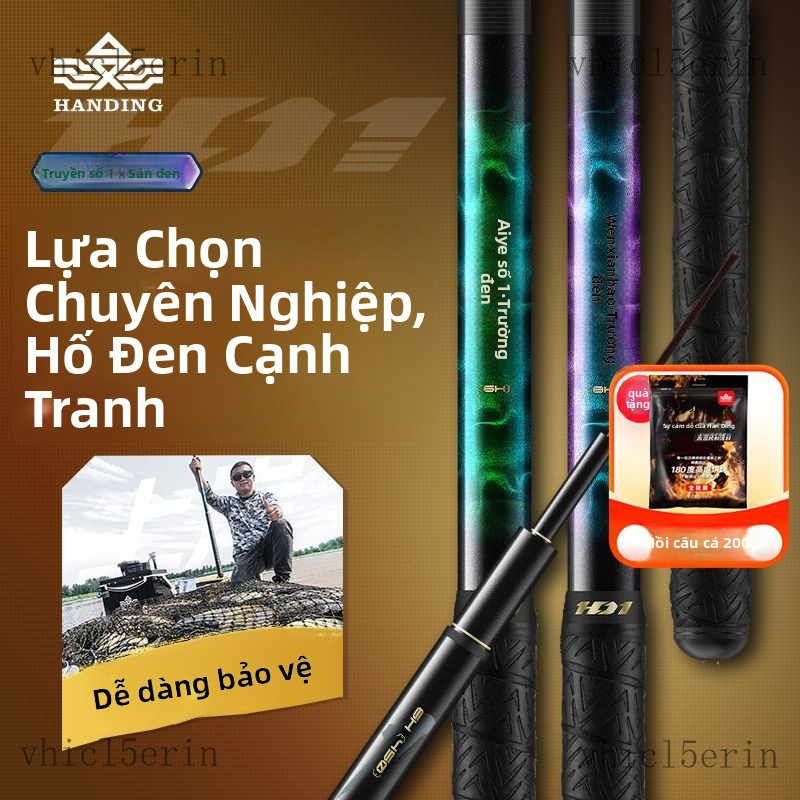 Cần câu Cần câu cá Han Ding số 1 Black Pond6h8H19Cần câu cá siêu nhẹ, siêu cứng, màu đen, cần câu cá