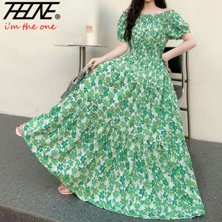 Plus Đầm Maxi Trễ Vai Dáng Dài Họa Tiết Hoa Phong Cách Bohemian Hàn Quốc Thời Trang Đi Biển Cho Nữ