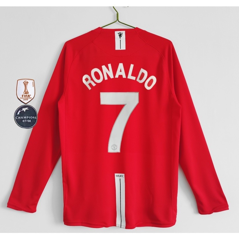 Retro Số 08 09 Man Utd Dài Tay RONALDO Áo Bóng Đá Mu Sân Khách Nhà-FG001