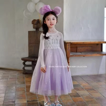 2026 Frozen 2 Anna Elsa Đầm Bé Gái Đầm Công Chúa Bông Tuyết In Trang Phục Giáng Sinh 60318