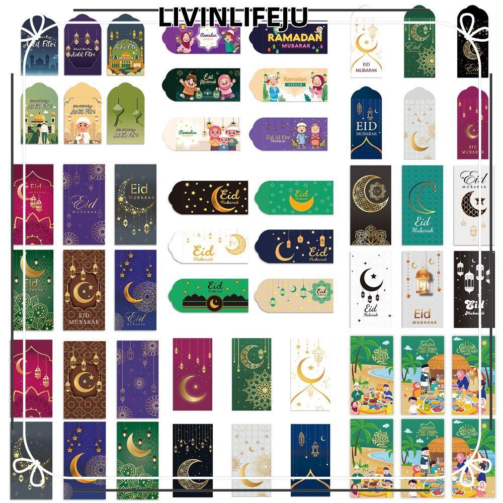 ILIVINLIFE 6 Cái Phong Bì Tiền Mặt Eid Mubarak, Thẻ Tiền Dày Nhiều Màu Sắc, Giấy 2026 Eid Al-fitr Ti