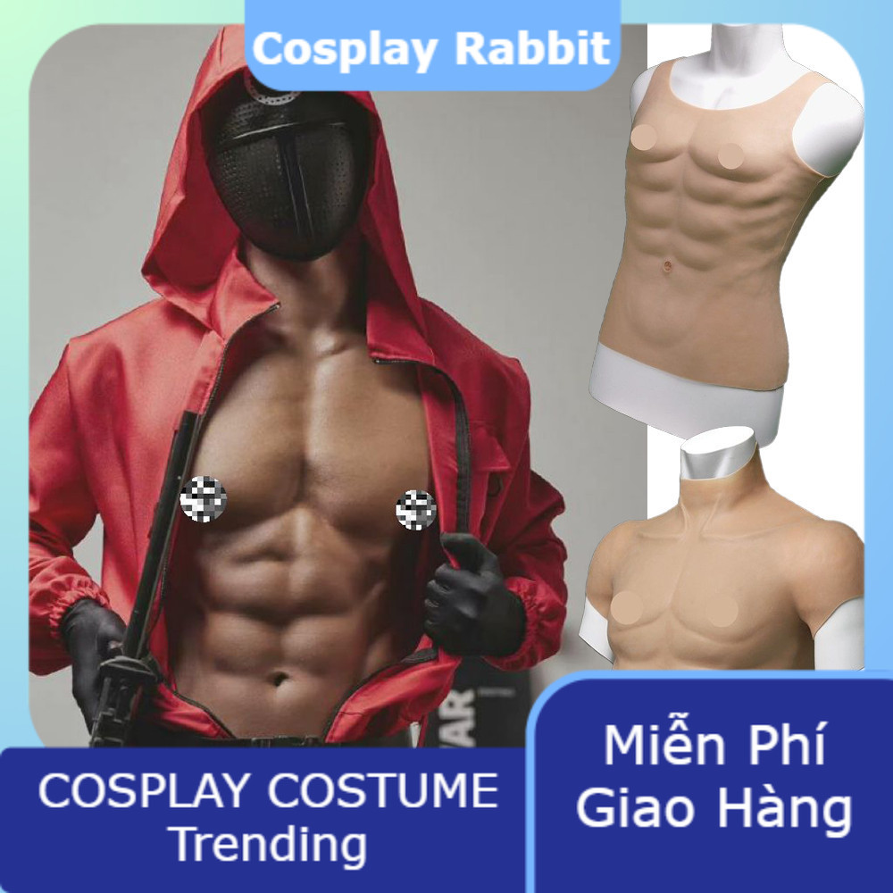 Áo Cơ Bắp Cosplay Silicon Cơ Ngực 6 Múi 8 Múi Siêu Thật Trang Phục Biểu Diễn Hóa Trang Cơ Thể Giả