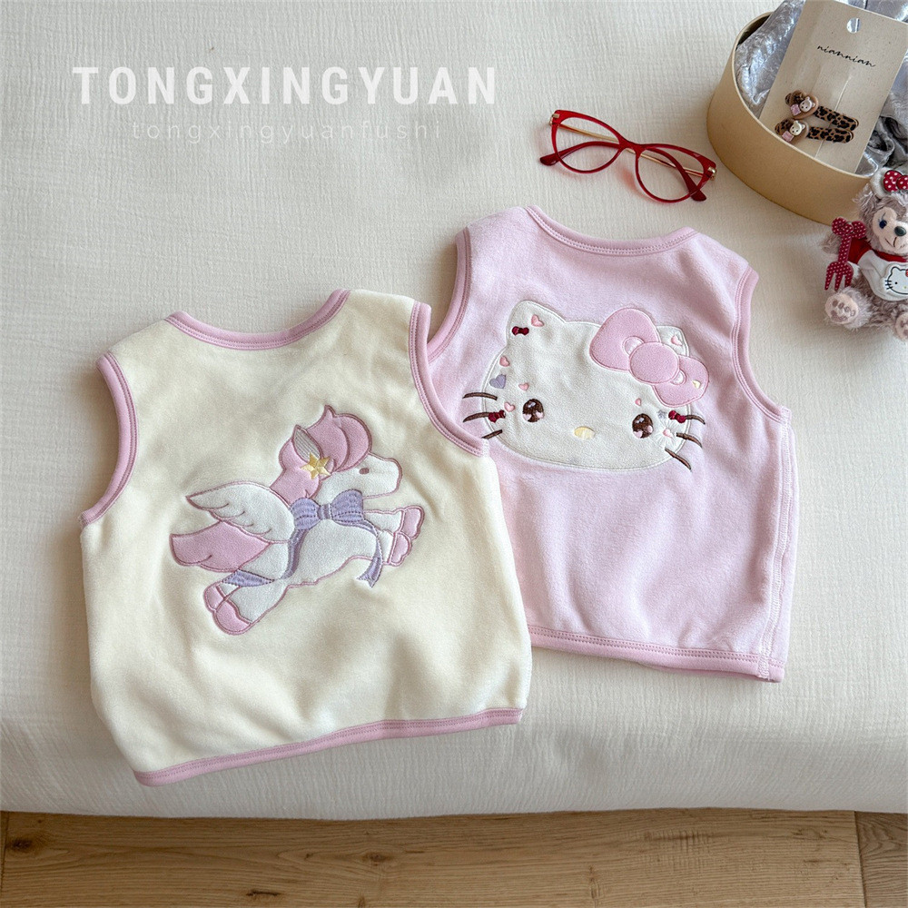 Trẻ Em Xingyuan Trẻ Em Lông Cừu-Flee Áo Vest Mùa Bé Gái Áo Khoác Ngoài Mặc Áo Khoác Nữ BMW Áo Khoác