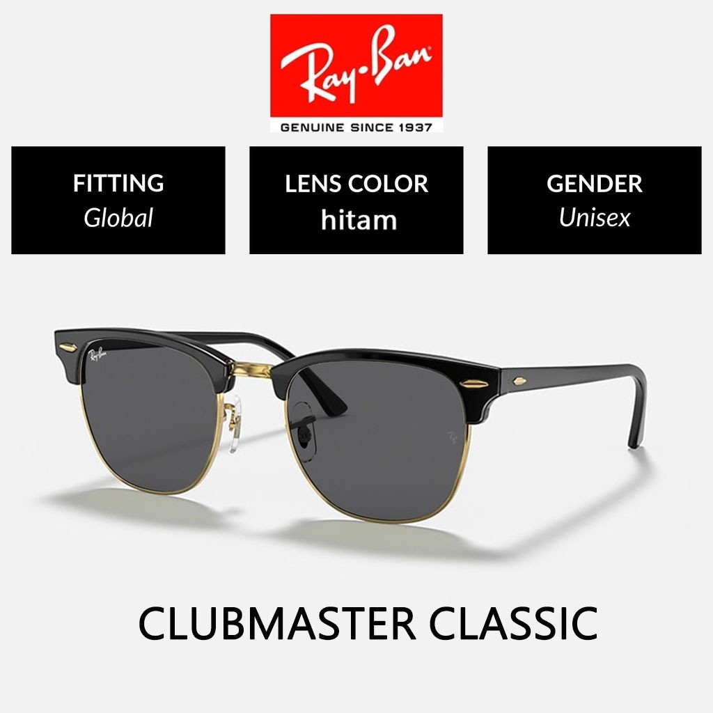 Kính râm Unisex Ray-Ban Clubmaster Asian Fit RB3016 Xanh đen