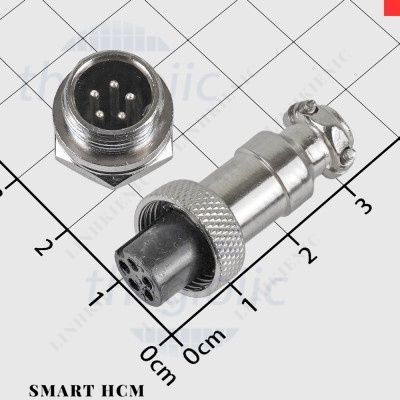 [2 Cái]- GX12-5P Bộ Đầu Nối Tròn Đực-Cái 5 Chân Thẳng Hàng 3A 125V Smart. HCM City