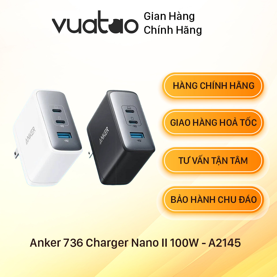 [HÀNG USA] Củ sạc nhanh Anker 736 Charger Nano II 100W 2C1A - A2145
