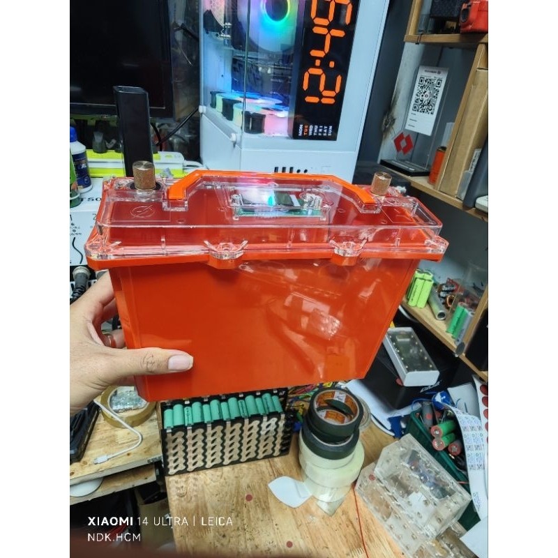 vỏ bình acquy pin 45Ah chống nước tuyệt đối có led báo dung lượng có quai sách tiện dụng - Mb247