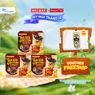  Combo 3 hộp Trà Sữa Trân Châu Đường Đen Hoà Tan - Hillway  hộp 4 gói trà sữa 4 gói trân châu  