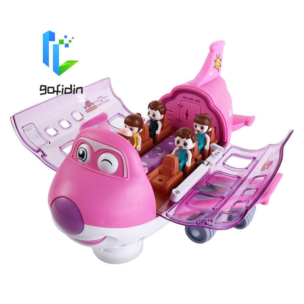 GOFIDIN Đèn LED Đồ chơi máy bay âm nhạc, Đồ chơi điện Mô hình máy bay LED bằng nhựa, Máy bay mô phỏn