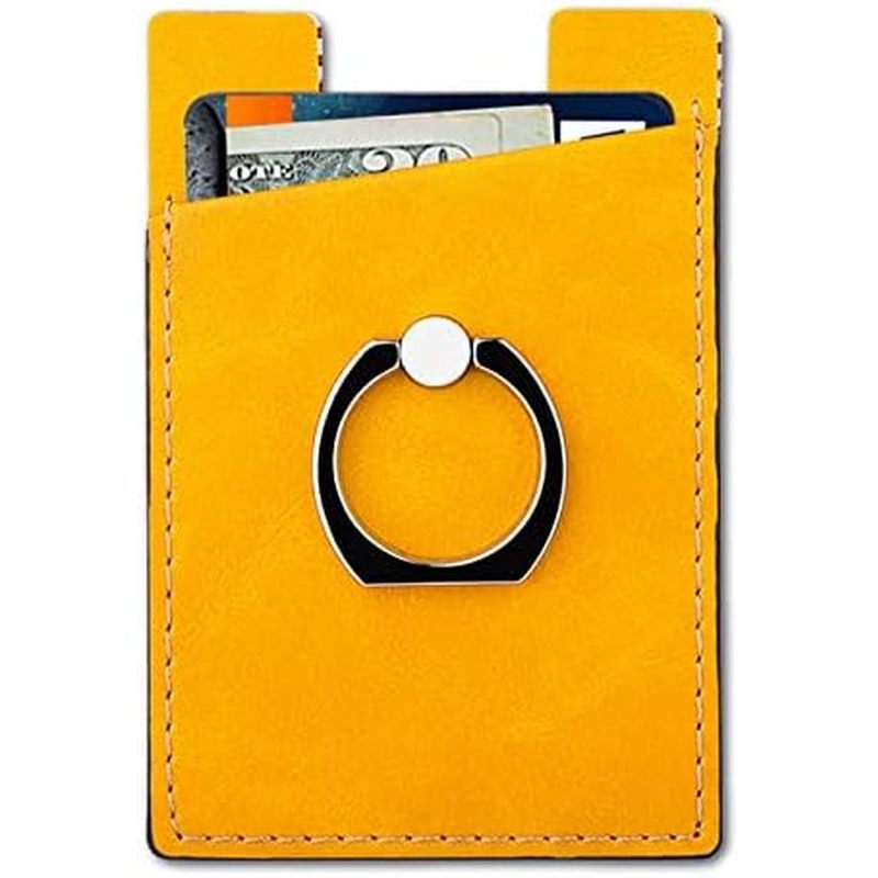 , Phone Ring Stand & Credit Card Sleeve into Thin Phone Wallets Stick On Universal to Any Cell Phone