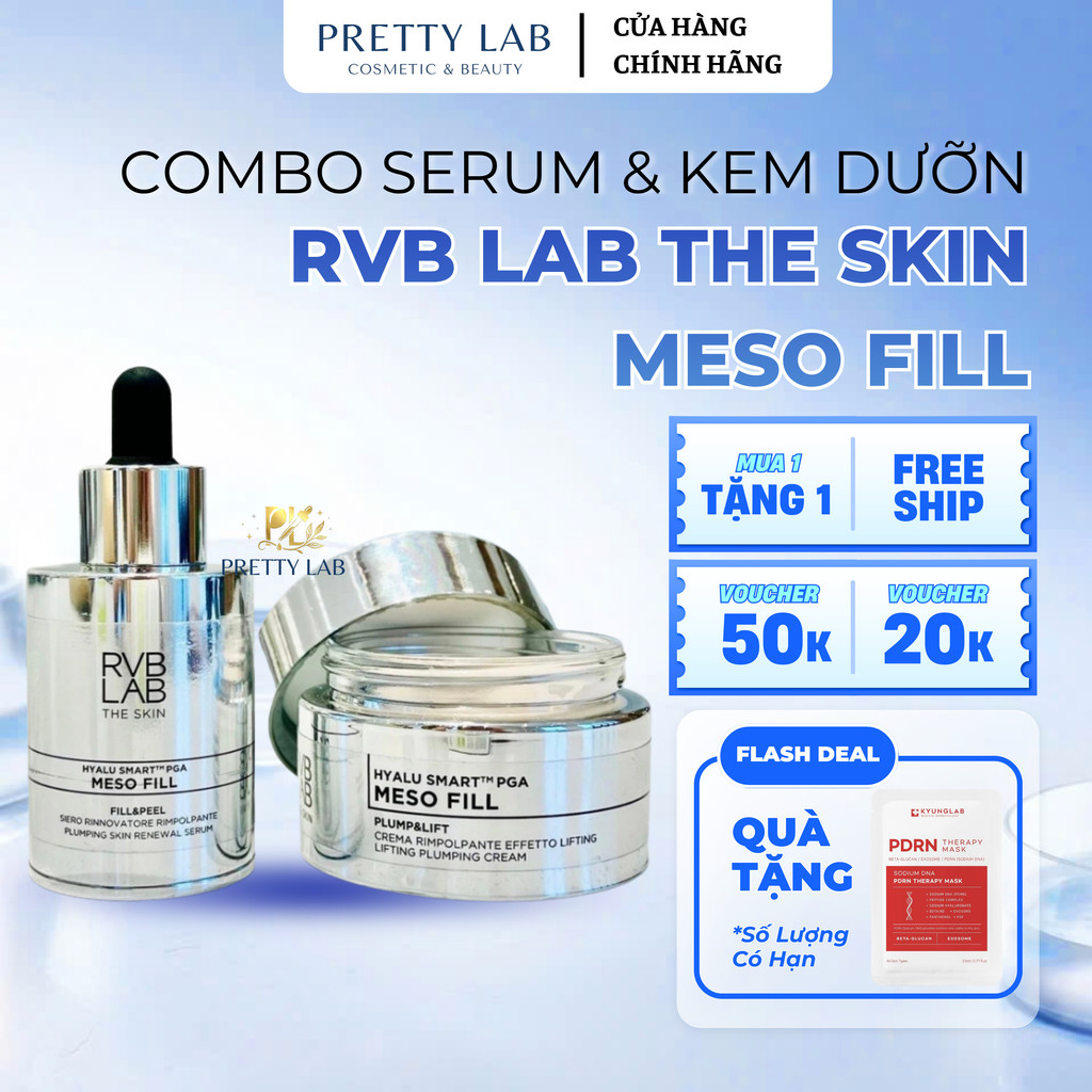 (Công Ty) Combo Serum & Kem Dưỡng RVB LAB The Skin Meso Fill Tái Tạo, Trẻ Hóa, Dưỡng Sáng Da