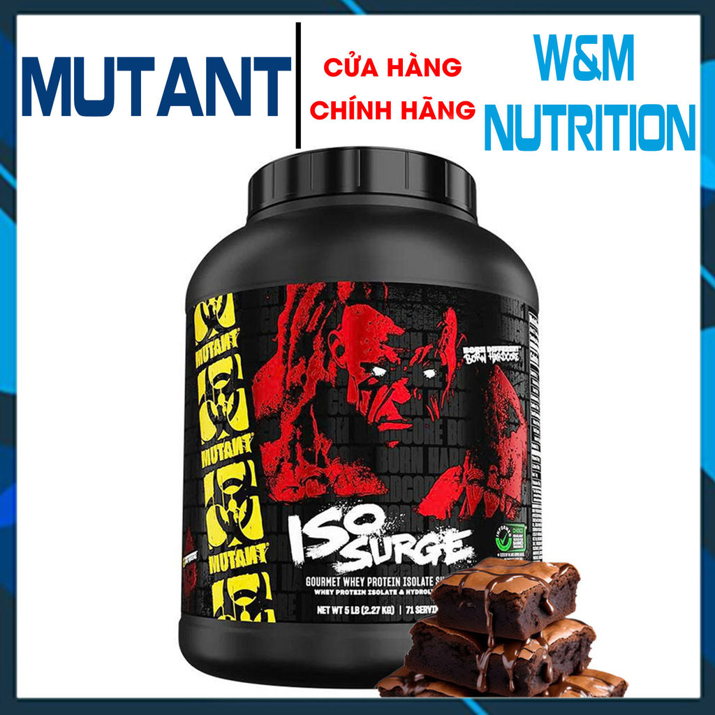 Sữa tăng cơ Whey Iso Surge Mutant 5LBS 71 lần dùng Triple Choco- Mỗi serving 25g Pro + 16.3g EAA Glu