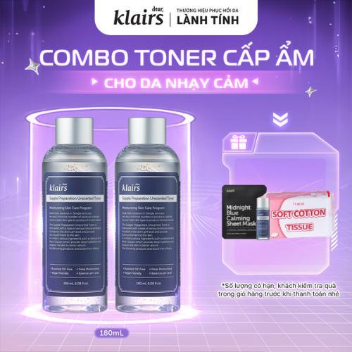Combo 2 Nước hoa hồng Dear, Klairs Supple Preparation Unscented Toner 180ml | BigBuy360 - bigbuy360.vn