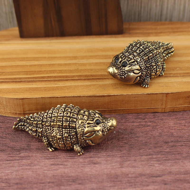 Đồng Nguyên Chất Cá Sấu Dễ Thương Mỡ Cá Sấu Retro Trang Trí Đồ Cũ Trang Trí Nhà Cửa Để Bàn Trà Thú C