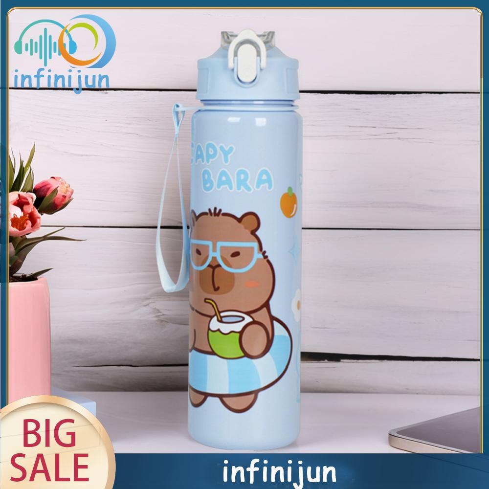 700ml Capybara Bình Nước Dễ Thương Có Ống Hút Di Động Uống Nước Kawaii Bình Nước Thể Dục Thể Thao