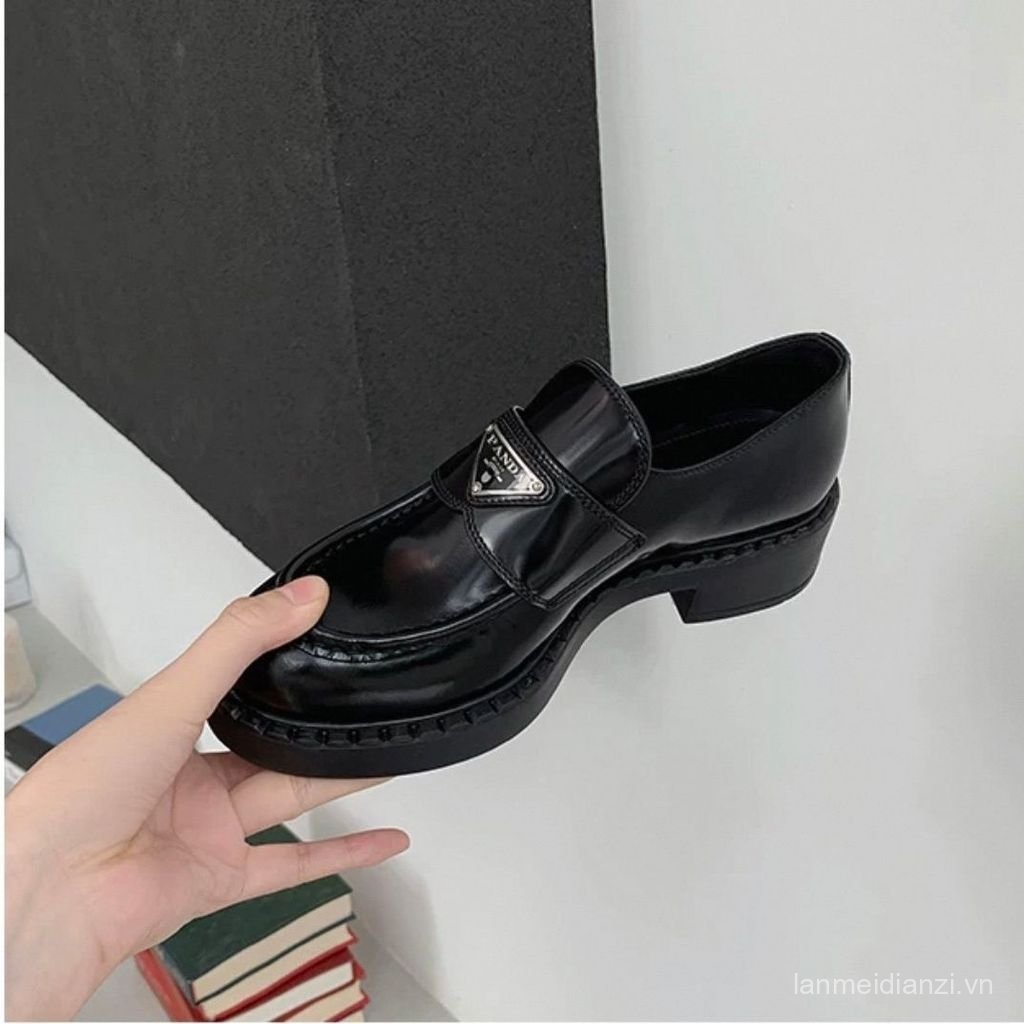 Gót Dày Anh Preppy Retro Đen Giày Da Nhỏ Giày Đơn D5TL
