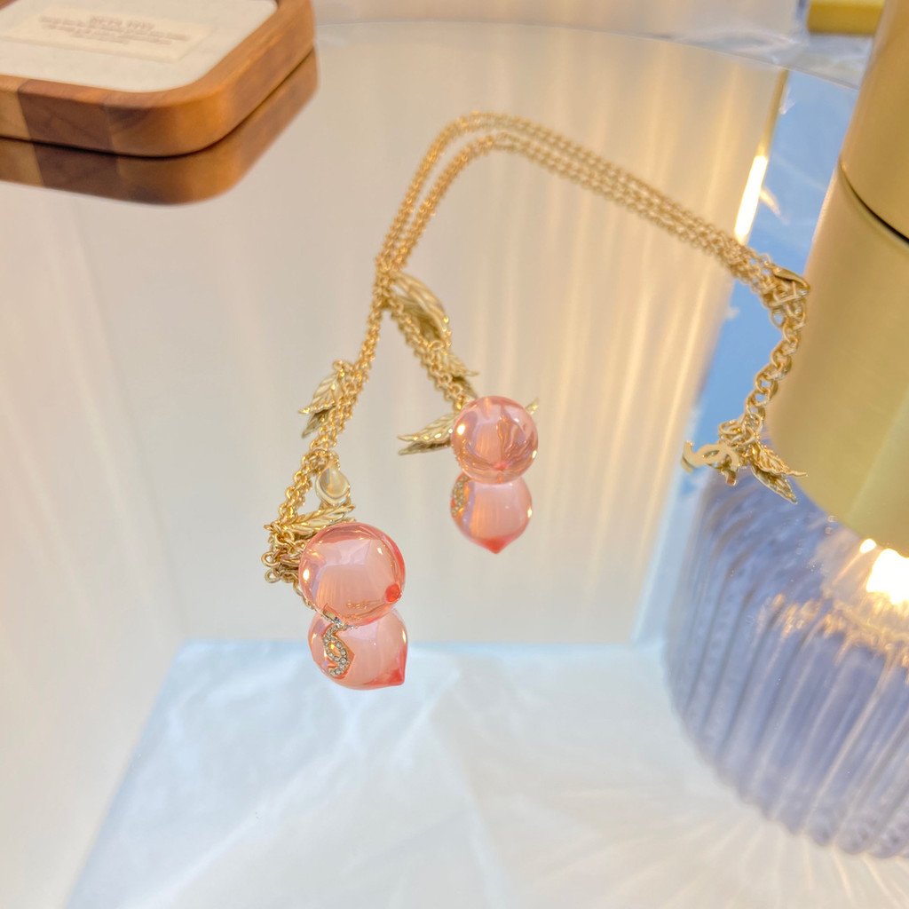 Peach Cute Girl Pink Peach Necklace New Style High-End Versatile