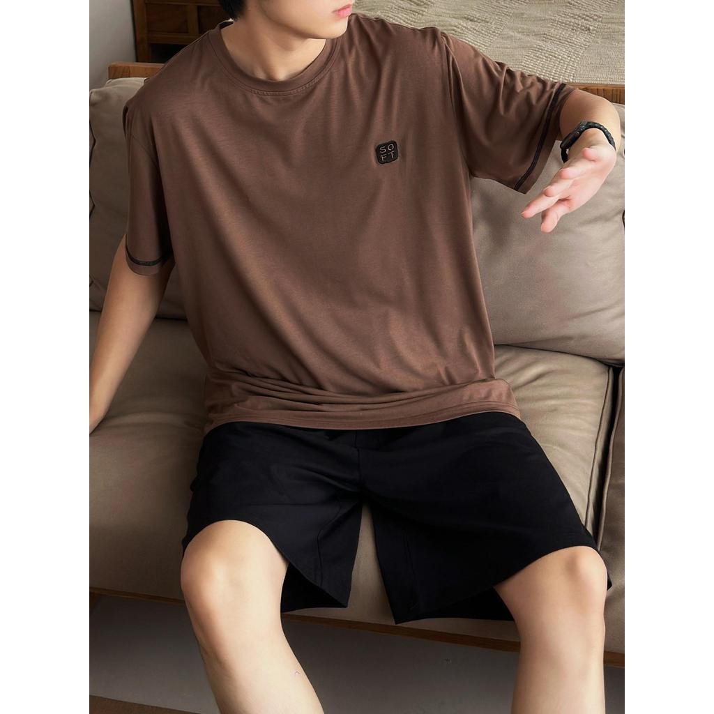 2026新款男士睡衣莫代尔短袖家居服薄款天男款冰丝套装Men's Pajamas Modal Short-sleeved Home Wear Thin Sky20260515