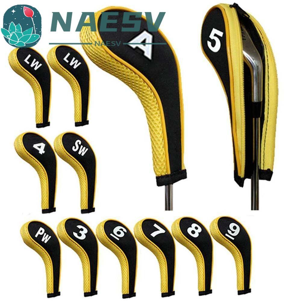 NAESV Golf Iron Headcover 3-9, P, S, A Golf Putter Golf Putter Phụ kiện có thiết kế số Vỏ bảo vệ Gol